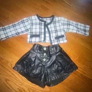 Toddler Tweed jacket with Free leather shorts
